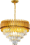 Modern Chandeliers Crystal with Light Gold Crystal Chandelier Hanging Ceiling Light Fixture 9 Lights Chandelier Modern Crystal round Pendant Light Fixture Dining Room Living Room Bedroom W22In Home & Garden > Lighting > Lighting Fixtures > Chandeliers AKDXIRUN Gold 2/W20in  