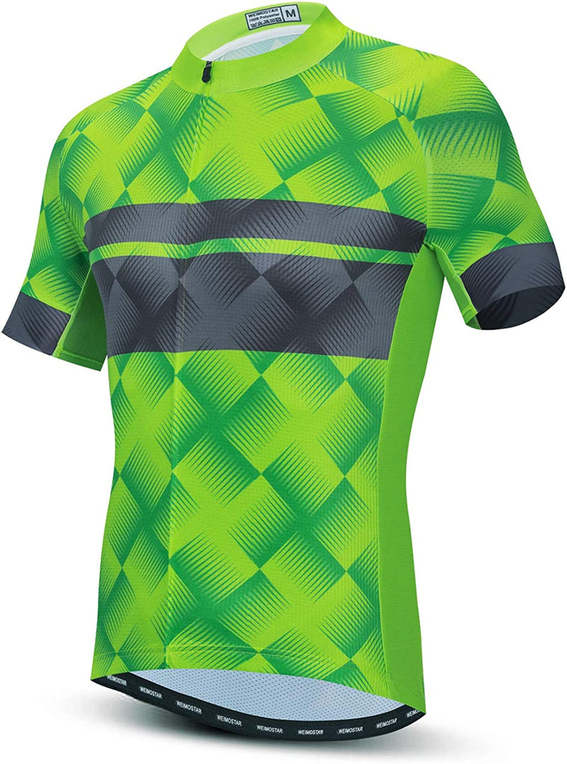 JPOJPO Men'S Cycling Jersey Bicycle Short Sleeved Bicycle Jacket with Pockets Sporting Goods > Outdoor Recreation > Cycling > Cycling Apparel & Accessories JPOJPO Green Chest40.1-42.5"=Tag L 