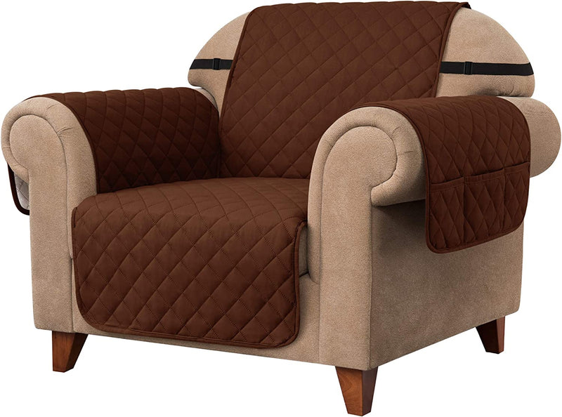 Ouka Reversible Slipcover, Quilted Sofa Cover with Elastic Strap, Soft Furniture Protector for Pets and Kids(Khaki, Oversize Sofa) Home & Garden > Decor > Chair & Sofa Cushions Ouka Chocolate Chair 