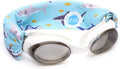 SPLASH SWIM GOGGLES with Fabric Strap - Blues & Greens Collection- Fun, Fashionable, Comfortable - Adult & Kids Swim Goggles Sporting Goods > Outdoor Recreation > Boating & Water Sports > Swimming > Swim Goggles & Masks Splash Place Shark Attack  