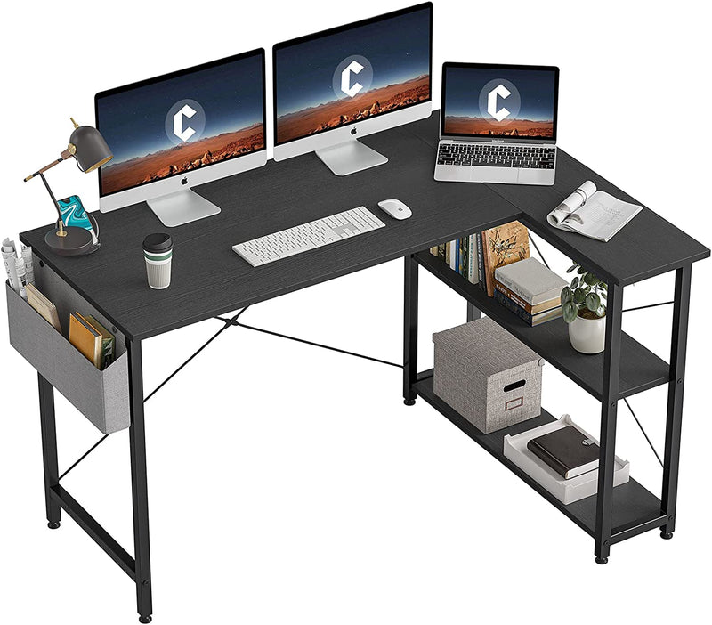 Cubicubi 47 Inch Small L Shaped Computer Desk with Storage Shelves Home Office Corner Desk Study Writing Table, White Home & Garden > Household Supplies > Storage & Organization CubiCubi Black 55 inch 