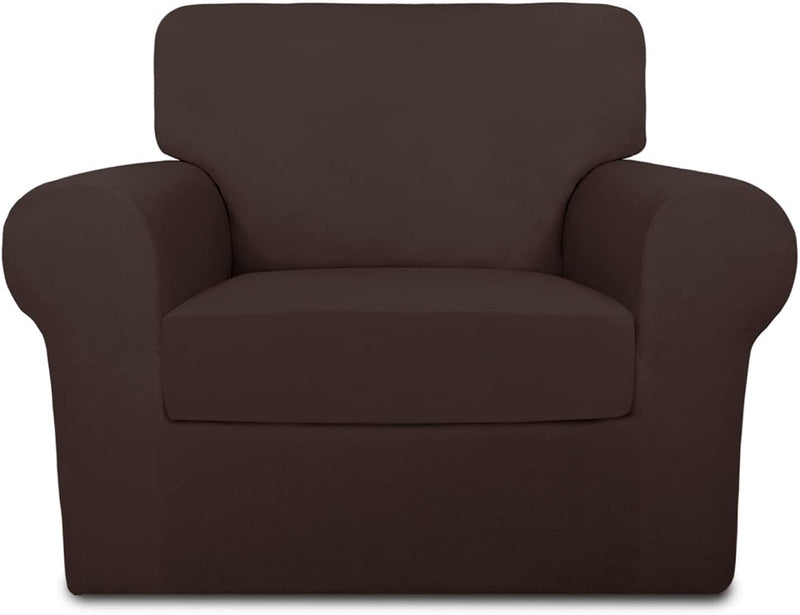 Purefit 4 Pieces Super Stretch Chair Couch Cover for 3 Cushion Slipcover – Spandex Non Slip Soft Sofa Cover for Kids, Pets, Washable Furniture Protector (Sofa, Brown) Home & Garden > Decor > Chair & Sofa Cushions PureFit Chocolate Small 