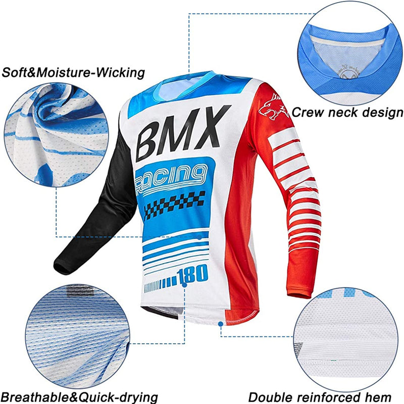 Men'S Mountain Bike Shirts Long Sleeve MTB Off-Road Motocross Jersey Quick Dry&Moisture-Wicking Sporting Goods > Outdoor Recreation > Cycling > Cycling Apparel & Accessories Wisdom Leaves   