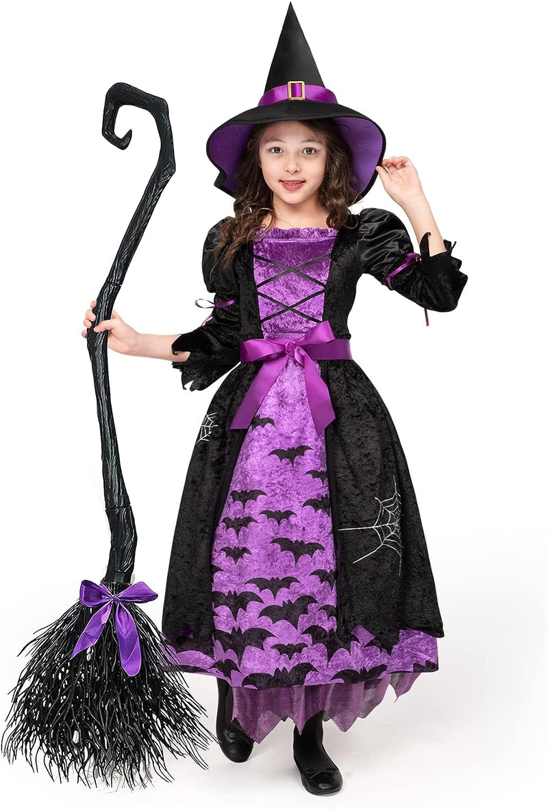 Spooktacular Creations Girl Purple Witch Costume with Hat for Toddler Halloween Dress Up  Spooktacular Creations   