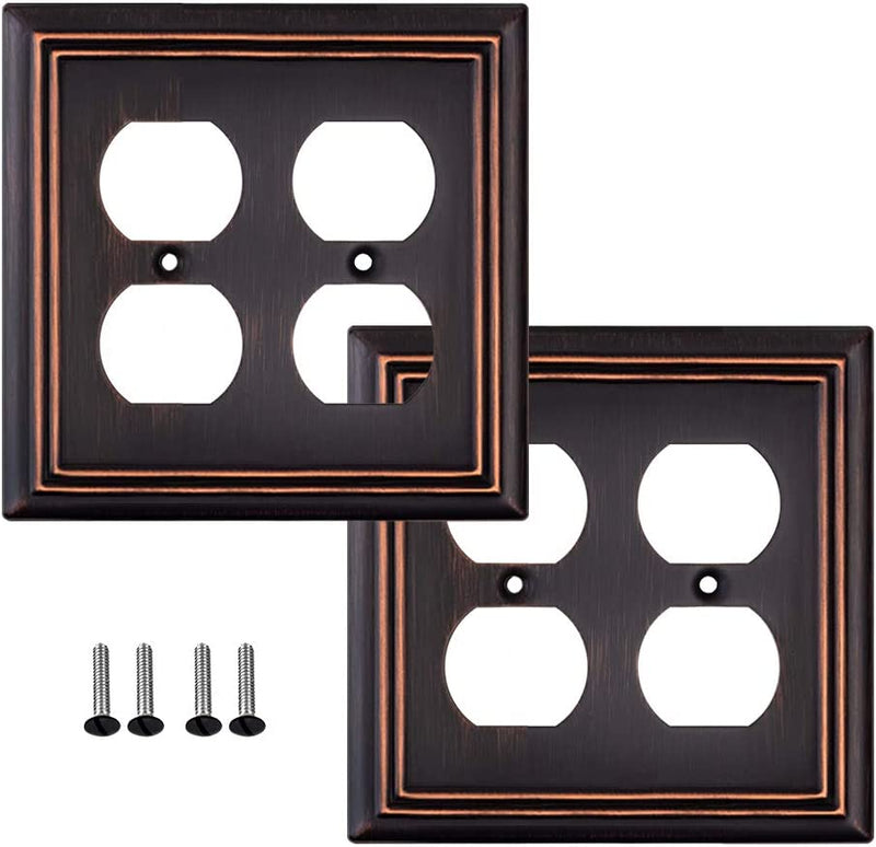 Pack of 4 Wall Plate Outlet Switch Covers by SLEEKLIGHTING | Decorative Oil Rubbed Bronze | Variety of Styles: Decorator/Duplex/Toggle / & Combo | Size: 1 Gang Decorator Sporting Goods > Outdoor Recreation > Fishing > Fishing Rods SLEEKLIGHTING 2 Duplex  