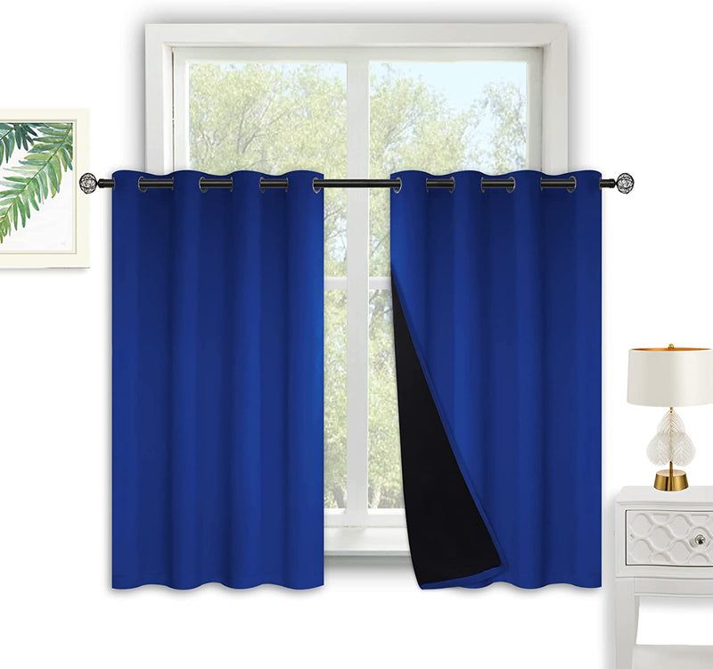 Kinryb Halloween 100% Blackout Curtains Coffee 72 Inche Length - Double Layer Grommet Drapes with Black Liner Privacy Protected Blackout Curtains for Bedroom Coffee 52W X 72L Set of 2 Home & Garden > Decor > Window Treatments > Curtains & Drapes Kinryb Dark Blue W52" x L45" 