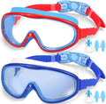 Easyoung 2-Pack Kids Swim Goggles, Wide Vision Swim Goggles for Child from 3-15 Sporting Goods > Outdoor Recreation > Boating & Water Sports > Swimming > Swim Goggles & Masks EasYoung 01.red With Blue + Blue With White  