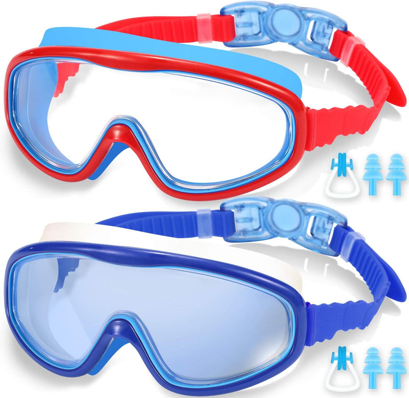 Easyoung 2-Pack Kids Swim Goggles, Wide Vision Swim Goggles for Child from 3-15