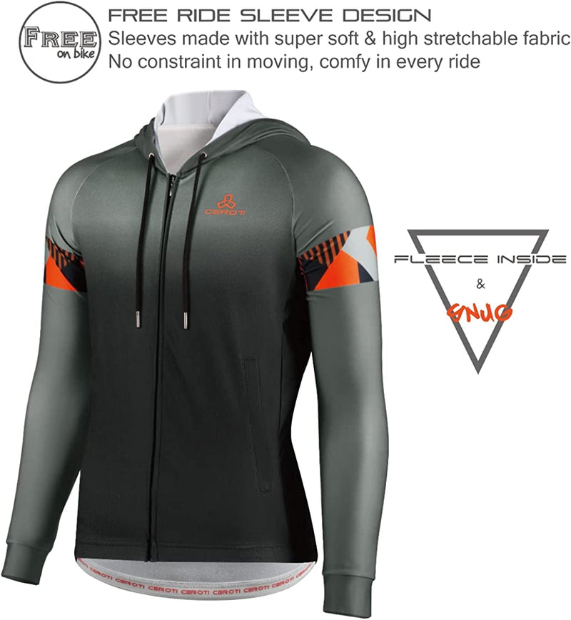 CEROTIPOLAR Snug Fit Cycling Bike Jerseys Fleeced, Fall Winter Long Sleeve Bicycle Jackets Sporting Goods > Outdoor Recreation > Cycling > Cycling Apparel & Accessories CEROTIPOLAR   