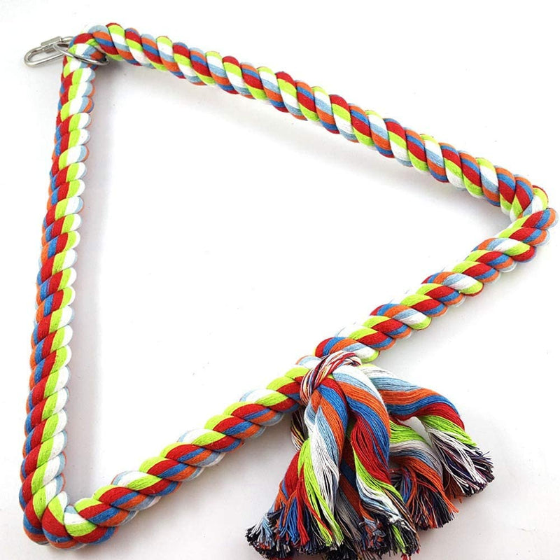 Spoiled Pet® Large Triangle Bird Rope Swing Perch - All Natural Materials - Safe to Climb and Chew - Bird Cage Toy Accessory - Great for African Grey Parrots, Cockatiels, Parakeets, Cockatoos  Spoiled Pet Triangle  