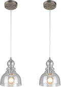 Ciata Lighting Farmhouse Pendant Lights for Kitchen Island in Oil Rubbed Bronze Hanging Light Fixture with Hand-Blown Clear Seeded Glass (2 Pack)
