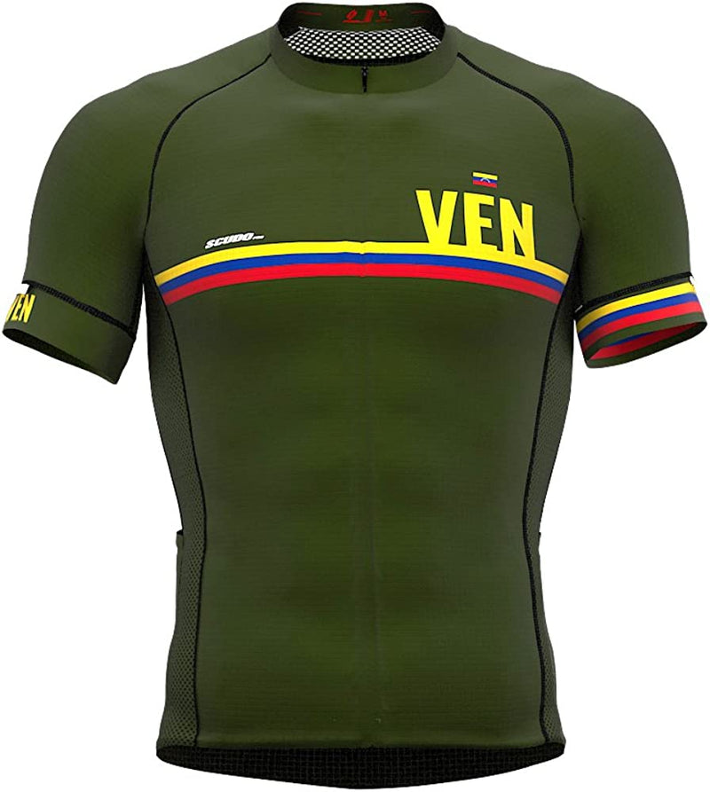 Venezuela Code Short Sleeve Cycling PRO Jersey for Men Sporting Goods > Outdoor Recreation > Cycling > Cycling Apparel & Accessories Scudo Sports Wear Green Large 