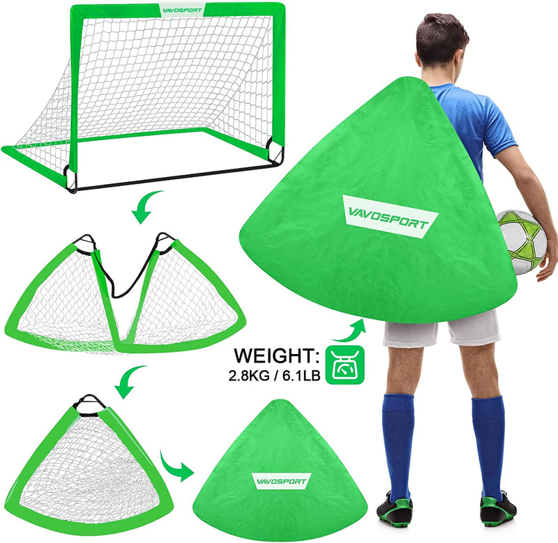 Kids Soccer Goals for Backyard Set - 2 of 4' X 3' Portable Soccer Goal Training Equipment, Pop up Toddler Soccer Net with Soccer Ball, Soccer Set for Kids and Youth Games, Sports, Outdoor Play Sporting Goods > Outdoor Recreation > Winter Sports & Activities VAVOSPORT   