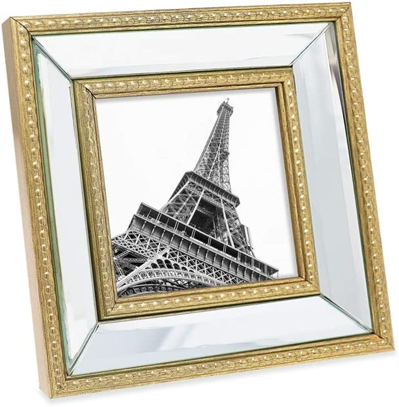 Isaac Jacobs 11X14 (8X10 Mat) Champagne Mirror Bead Picture Frame - Classic Mirrored Frame with Dotted Border Made for Wall Display, Photo Gallery and Wall Art (11X14 (8X10 Mat), Champagne) Home & Garden > Decor > Picture Frames Isaac Jacobs International Gold 4x4 