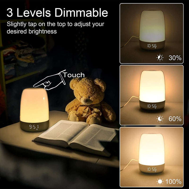 Touch Wake up Night Light with Alarm Clock , Vicsoon Dimmable Warm White Small Bedside Lamp with Sleep Aid Snooze Timer, RGB Color Ambient Nightstand Night, for Kids,Bedroom, Breastfeeding Home & Garden > Lighting > Night Lights & Ambient Lighting Vicsoon   
