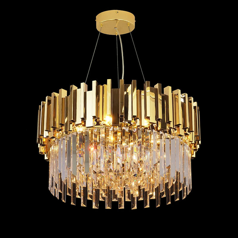 MEEROSEE Gold Chandelier Lighting Crystal Chandeliers Pendant Lights Fixture with Stainless Steel Shade Island Chandeliers Ceiling Dining Room Living Room Contemporary Kitchen Dimmable 12-Lights Home & Garden > Lighting > Lighting Fixtures > Chandeliers MEEROSEE Lighting 23.6"  
