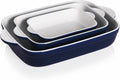 Sweejar Ceramic Baking Dish, Non-Stick Roasting Pan with Handles, Rectangular Lasagna Pan for Cooking, Kitchen, Cake Dinner, Banquet and Daily Use, 13*9 Inches, Set of 3 (Navy) Home & Garden > Kitchen & Dining > Cookware & Bakeware SWEEJAR Navy  