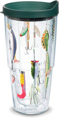 Tervis Fishing Tumbler with Wrap and Hunter Green Lid 24Oz, Clear Home & Garden > Kitchen & Dining > Tableware > Drinkware Tervis Classic 24oz 