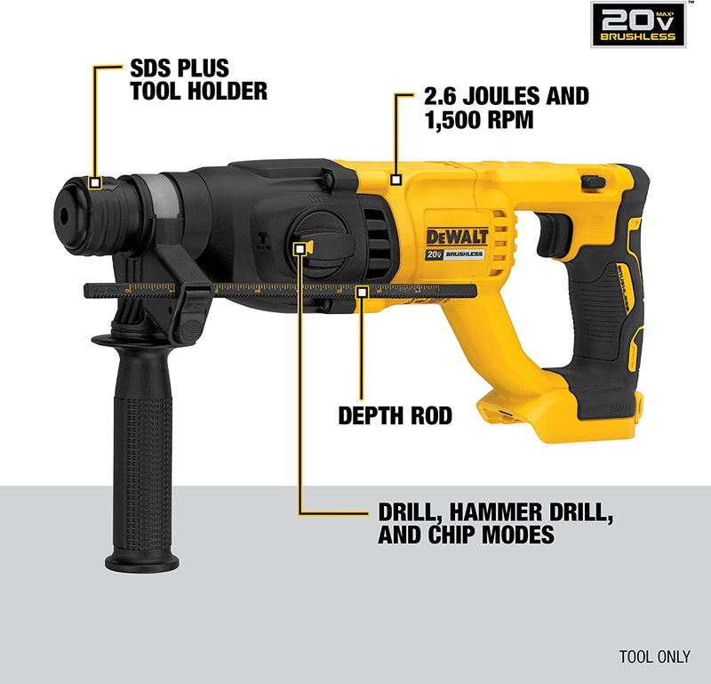 DEWALT 20V MAX* XR Rotary Hammer Drill, D-Handle, 1-Inch, Tool Only (DCH133B) Sporting Goods > Outdoor Recreation > Fishing > Fishing Rods DEWALT   
