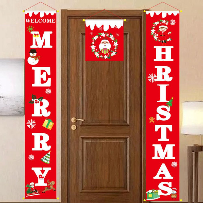 Merry Christmas Banners, Front Door Welcome Christmas Porch Banners Red Porch Sign Hanging Xmas Decorations for Home Wall Indoor Outdoor Holiday Party Decor Display Decorations Home & Garden > Decor > Seasonal & Holiday Decorations& Garden > Decor > Seasonal & Holiday Decorations King Max   