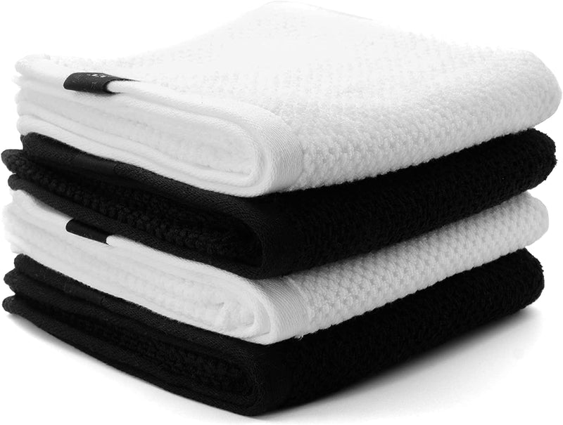 Dexxty Premium 4 Piece Hand Towels Set (30” X 16”)– Quick Drying Black and White Towels, 550 GSM Spa Towels Highly Absorbent – Textured Knit Luxury Towel – Super Soft for Home Salon Gym Home & Garden > Linens & Bedding > Towels Dexxty   