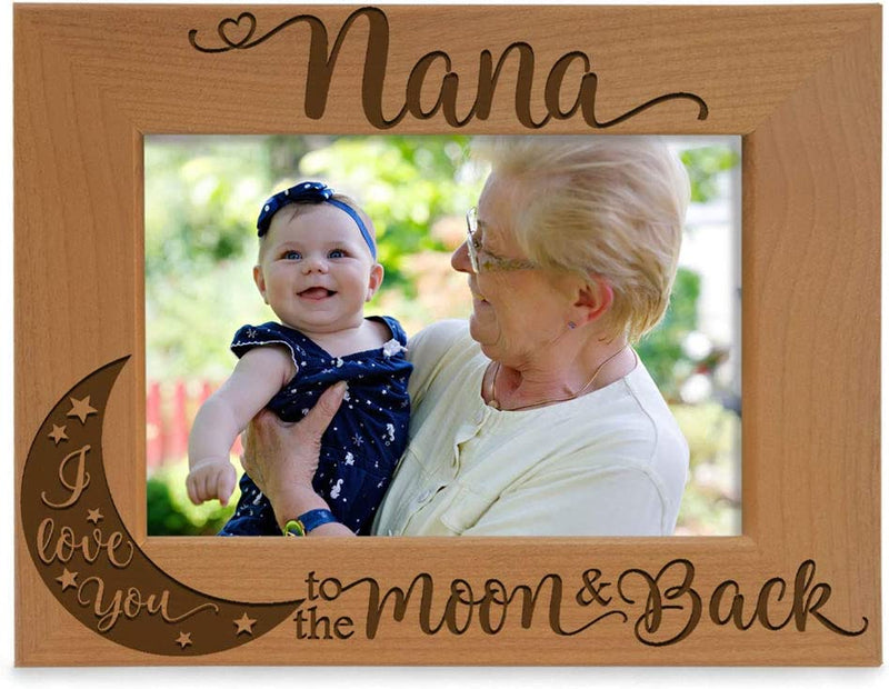 KATE POSH - Nana I Love You to the Moon and Back Engraved Natural Wood Picture Frame, Mother'S Day Gifts for Grandma, Birthday Gifts, Best Grandma Ever, Granddaughter & Grandson (5X7-Vertical) Home & Garden > Decor > Picture Frames KATE POSH 5" x 7" Horizontal  