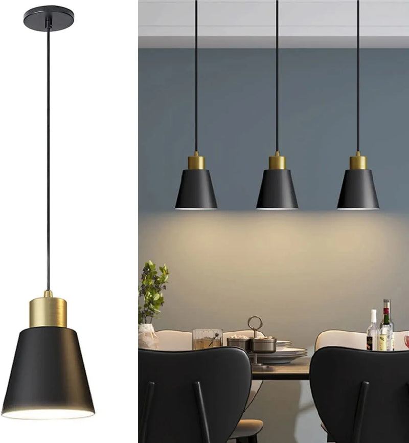 Yollzey Black Pendant Light Kitchen Island 3-Pack Pendant Lighting with 59.1In Cord Metal Shade Modern Hanging Light for Kitchen Small Pendant Light Fixture for Dining Room,Foyer,Hallway,Bar Home & Garden > Lighting > Lighting Fixtures Yollzey   