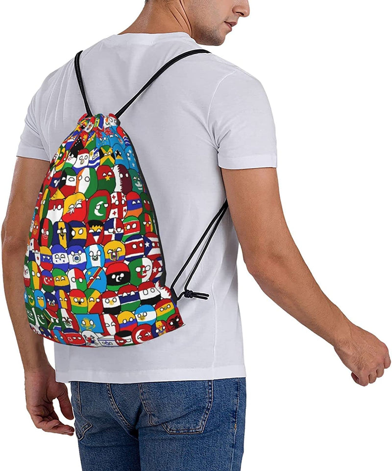 Countryball Drawstring Bag Sports Fitness Bag Travel Bag Gift Bag