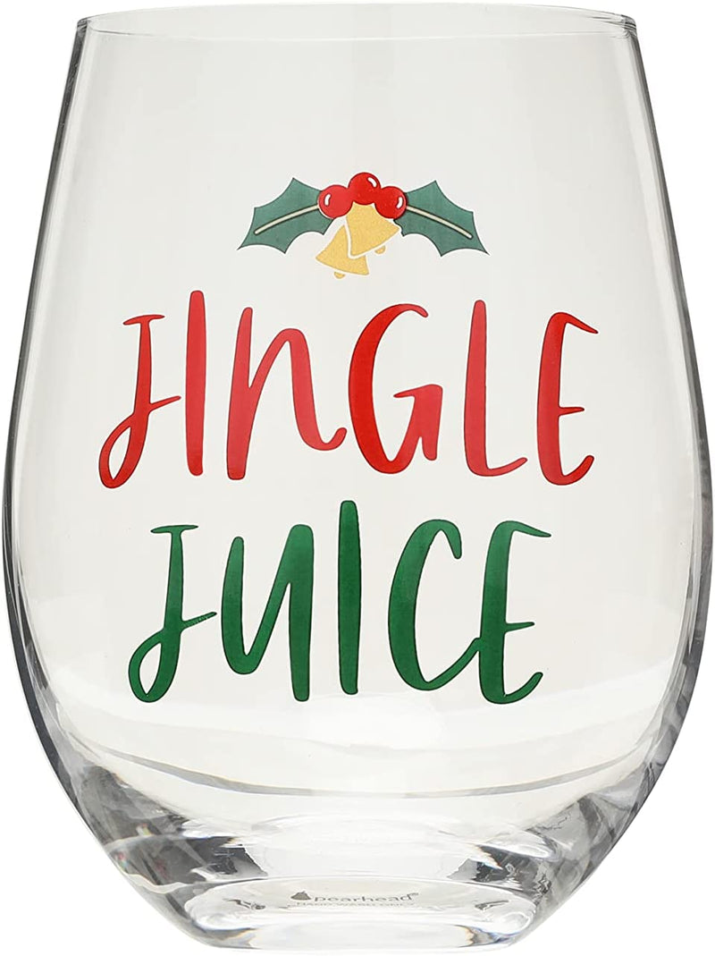 Pearhead Shine Bright Wine Glass, Christmas Stemless Wine Glass, Holiday Gift for Mom, Stemless Wine Glass Christmas Gift, Christmas Lights Drinkware Home & Garden > Kitchen & Dining > Tableware > Drinkware Pearhead Jingle Juice Wine Glass  