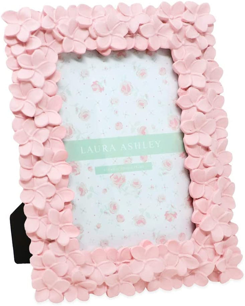 Laura Ashley 4X6 Pink Flower Textured Hand-Crafted Resin Picture Frame with Easel & Hook for Tabletop & Wall Display, Decorative Floral Design Home Décor, Photo Gallery, Art, More (4X6, Pink) Home & Garden > Decor > Picture Frames Laura Ashley Pink 4x6 