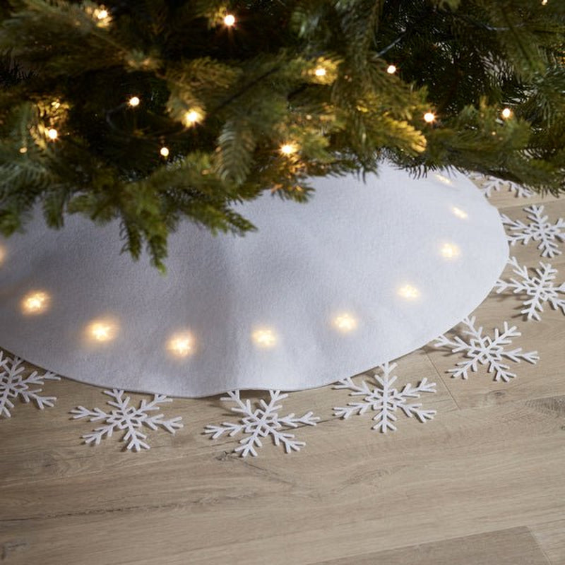 Lights4Fun, Inc. 35.5" Snowflake Battery Operated LED Light up Christmas Tree Skirt Mat Decoration Home & Garden > Decor > Seasonal & Holiday Decorations > Christmas Tree Skirts Lights4fun   