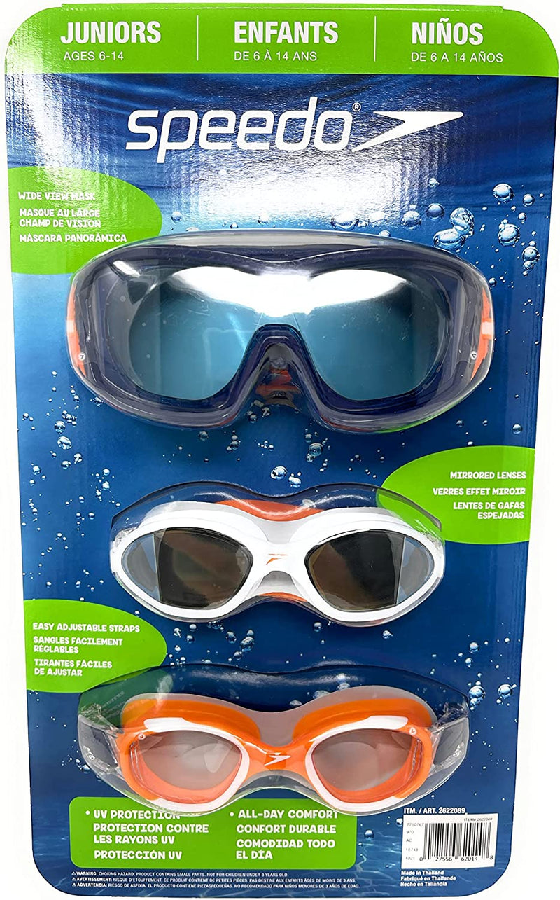 Speedo Junior Swim Goggles 3-Pack, Multi-Color & Shape - Variety Pack Sporting Goods > Outdoor Recreation > Boating & Water Sports > Swimming > Swim Goggles & Masks Speedo   