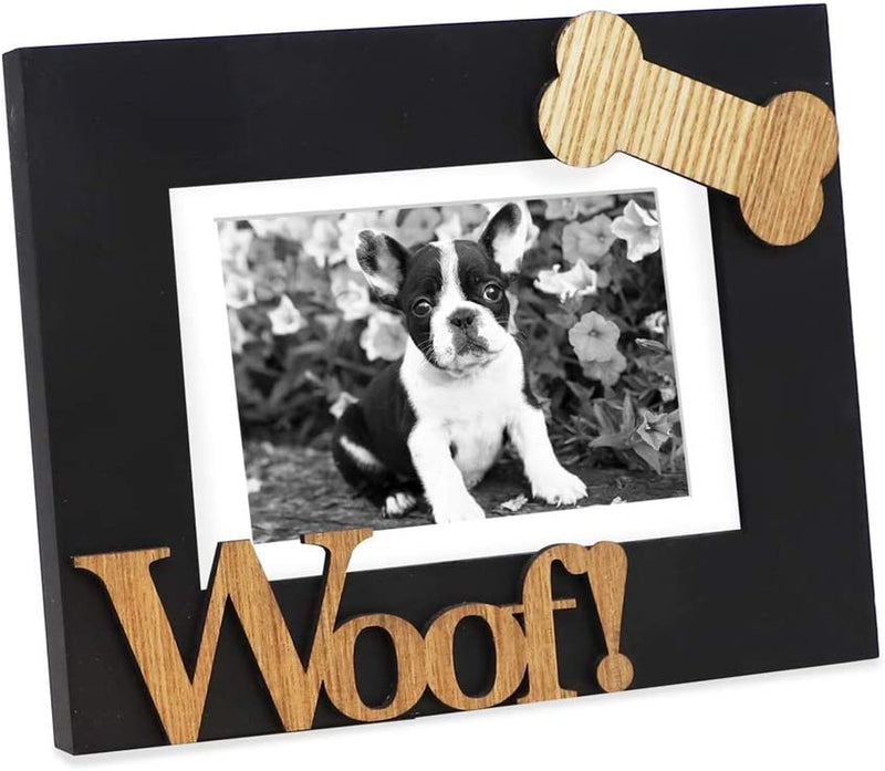 Isaac Jacobs Black Wood Sentiments Dog “Woof!” Picture Frame, 5X7 Inch with Mat, Photo Gift for Pet Dog, Puppy, Display on Tabletop, Desk (Black, 5X7 (Matted 4X6)) Home & Garden > Decor > Picture Frames Isaac Jacobs International Black 5x7 (Matted 4x6) 