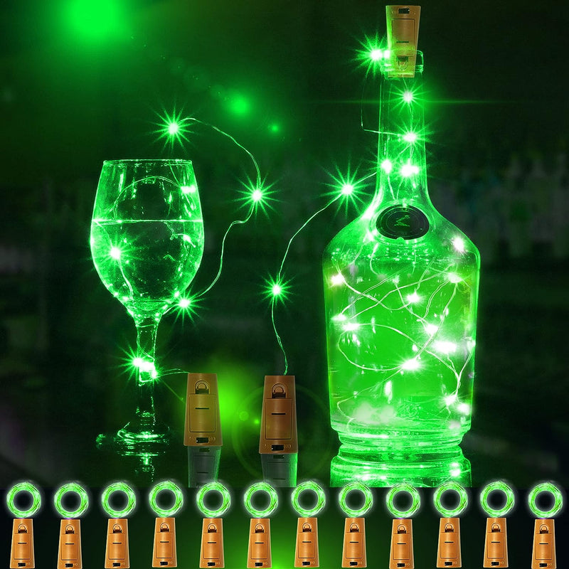 12 Packs 20 LED Wine Bottle Lights with Cork - Silver Wire Fairy String Lights Battery Operated Cork Lights for Wine Liquor Bottle,Bedroom,Christmas,Birthday,Wedding Party Decor(Purple)  SmilingTown Green  