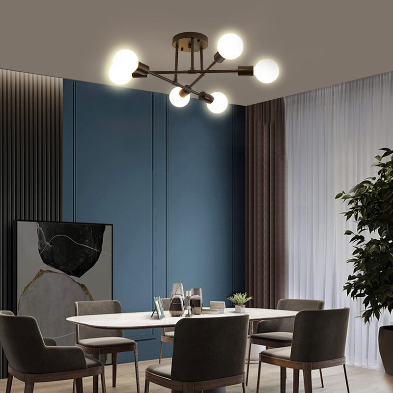 Surpars House Modern Ceiling Light, 6-Light Sputnik Chandelier for Bedroom, Dining Room, Living Room (Black) Home & Garden > Lighting > Lighting Fixtures > Chandeliers Surpass Lighting   