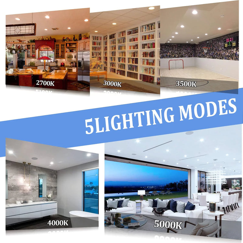 Ultra-Thin Recessed Lighting 4 Inch,6 Pack Dimmable Canless Recessed Lights 5CCT 2700K-5000K Selectable,750Lm High Brightness Wafer Light,Slim Downlight with Junction Box,9W 70W Eqv-Etl Certified Home & Garden > Lighting > Flood & Spot Lights Lodoolight   
