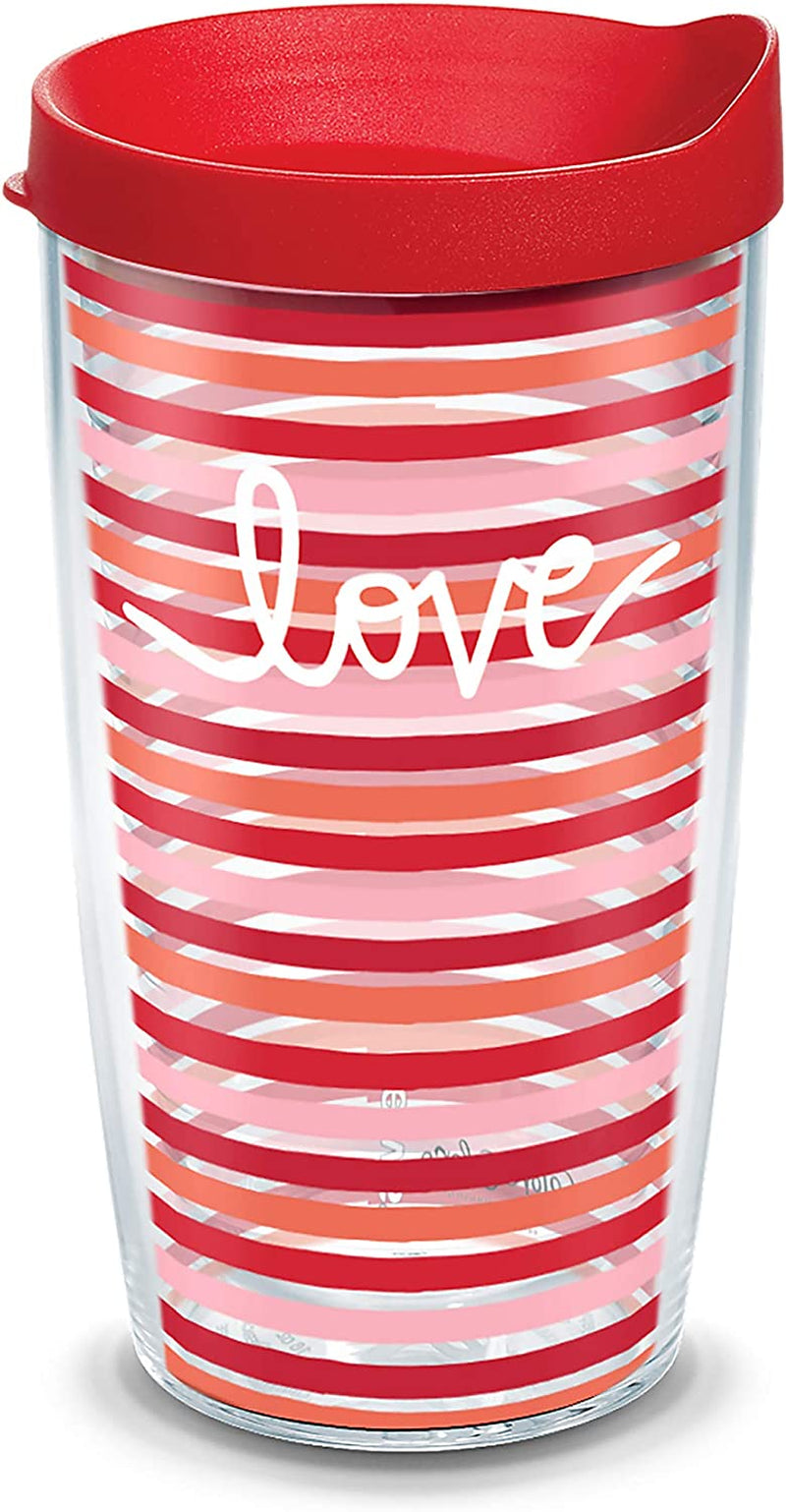Tervis Coton Colors - Love Stripes Insulated Tumbler with Wrap and Red Lid, 16Oz, Clear Home & Garden > Kitchen & Dining > Tableware > Drinkware Tervis Love Stripes 16oz 