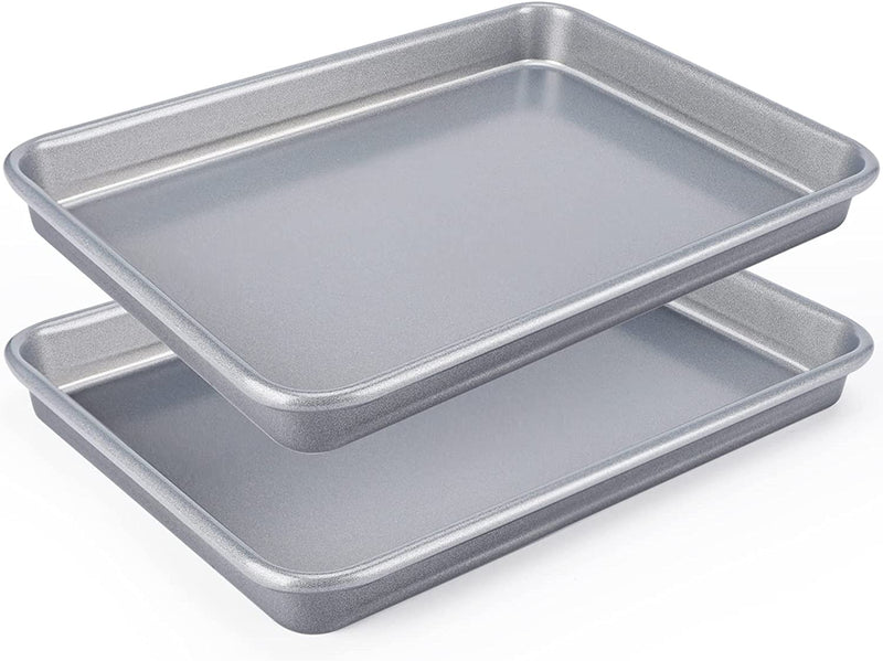Suice 3 Pcs Nonstick Baking Pan Set, 14.5 X 10 & 12 X 7 & 9 X 6 Inch Cookie Sheet Toaster Oven Pan Carbon Steel Bakeware for Daily Baking, Roasting, Cooking, Home Kitchen & Commercial Use - Black Home & Garden > Kitchen & Dining > Cookware & Bakeware Suice Thick 10x7"-Gray 