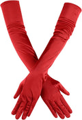 Gloves Mittens Opera Dance Elbow Finger 1920S Bridal Long Length Gloves Satin Women'S Gloves Gloves Gloves Mittens Sporting Goods > Outdoor Recreation > Boating & Water Sports > Swimming > Swim Gloves Bmisegm Red One Size 