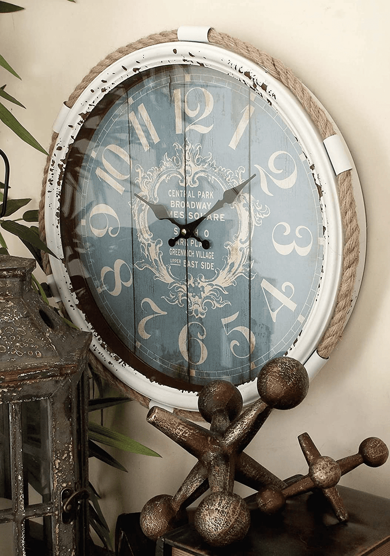 Deco 79 52558 Metal Rope Glass Wall Clock, 17" Home & Garden > Decor > Clocks > Wall Clocks Deco 79   