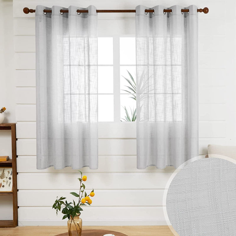 Deconovo Semi Sheer Curtains, Cream, 52X108 Inch, Faux Linen Solid Voile Grommet Curtains for Bedroom Living Room, 2 Panels Home & Garden > Decor > Window Treatments > Curtains & Drapes Deconovo Light Grey 52x45 Inch 