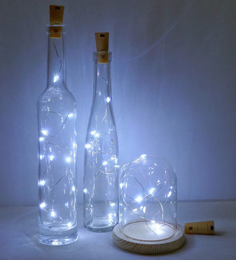 Decorman Wine Bottle Cork Lights, 20 Pack 20 LED Cork Shape Silver Copper Wire LED Starry Fairy Mini String Lights for Diy/Decor/Party/Wedding/Christmas/Halloween (Cool White) Home & Garden > Lighting > Light Ropes & Strings Decorman   