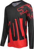 Men'S Mountain Bike Shirts Long Sleeve MTB Off-Road Motocross Jersey Quick Dry&Moisture-Wicking Sporting Goods > Outdoor Recreation > Cycling > Cycling Apparel & Accessories Wisdom Leaves Black Red-long Large 