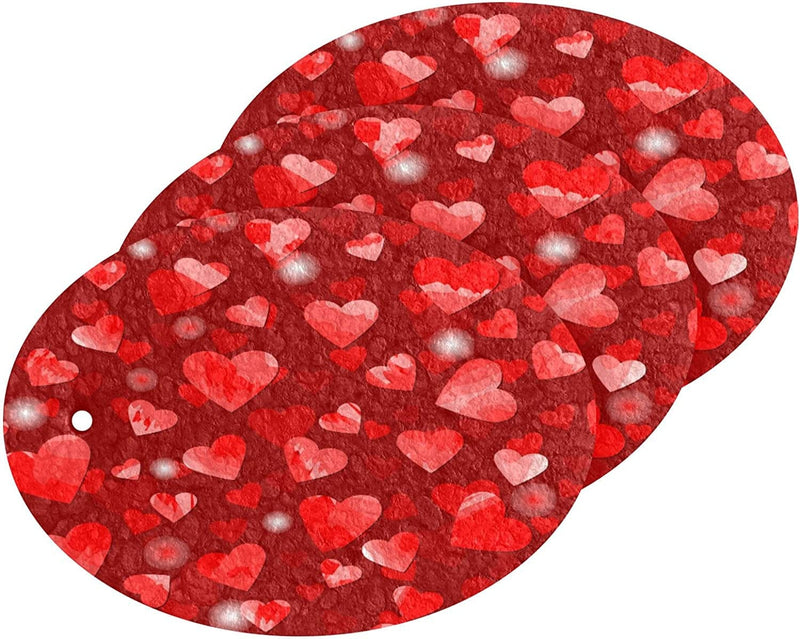 Deep Red Valentines Repetitive Background with Hearts Kitchen Sponges Cleaning Dish Sponges Non-Scratch Natural Scrubber Sponge for Kitchen Bathroom Cars, Pack of 3