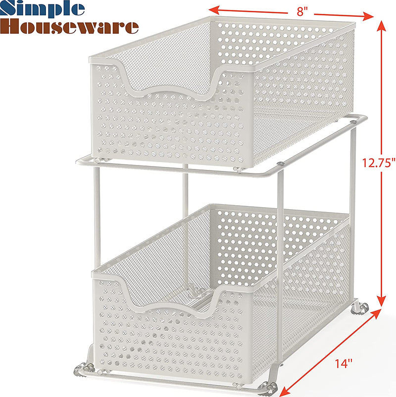 Simple Houseware 2 Tier Sliding Cabinet Basket Organizer Drawer, White Home & Garden > Household Supplies > Storage & Organization Simple Houseware   