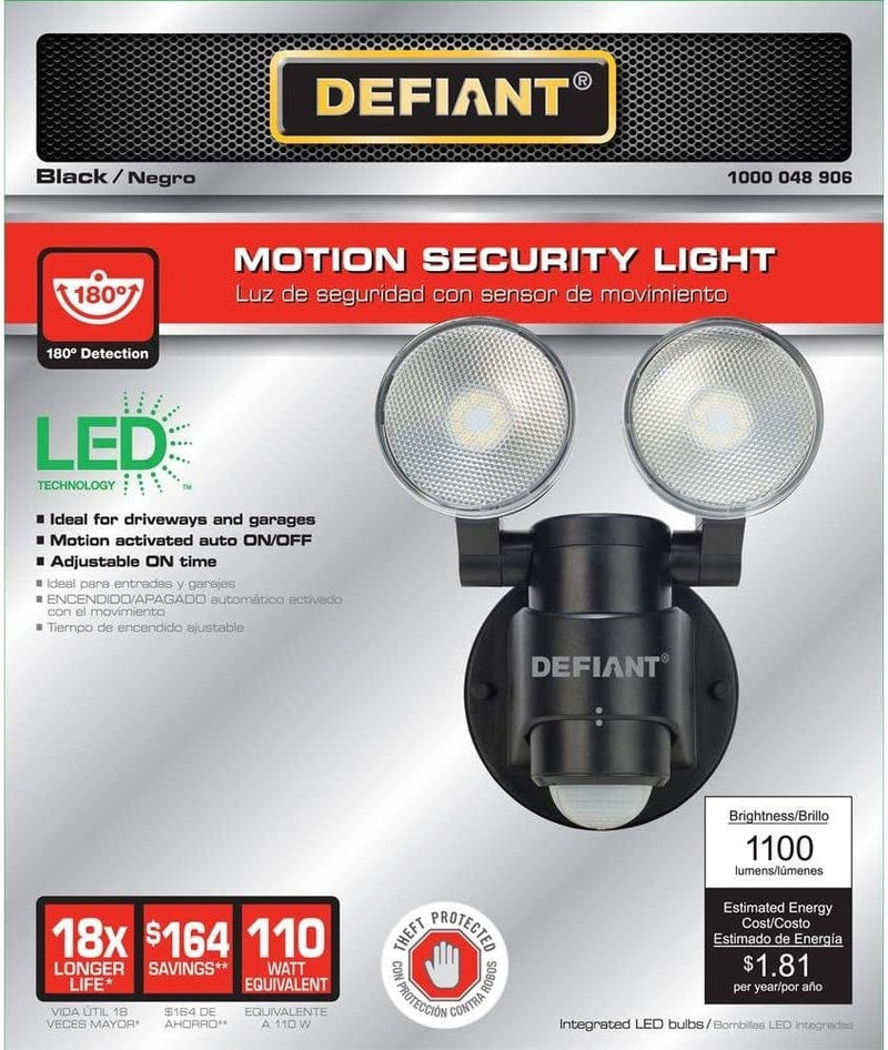 Defiant DFI-5936-BK 180-Degree 2-Head Outdoor Motion Activated Black Flood Light Home & Garden > Lighting > Flood & Spot Lights Defiant   