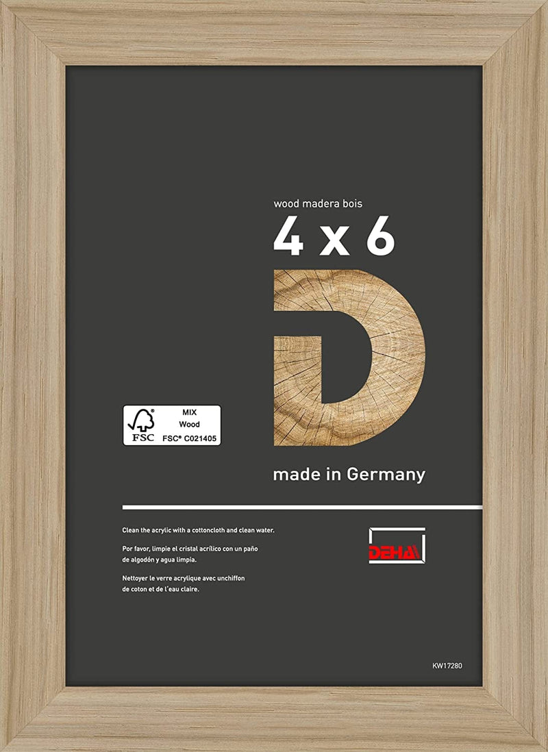 DEHA Design Poster Frame Fontana 16X20 Inch Black | Modern Natural Wooden Frame with Shatter Resistant Glass | Horizontal and Vertical Format for Wall Mount | Photo Picture Art Puzzle Home & Garden > Decor > Picture Frames DEHA Design Oak Natural 4x6 