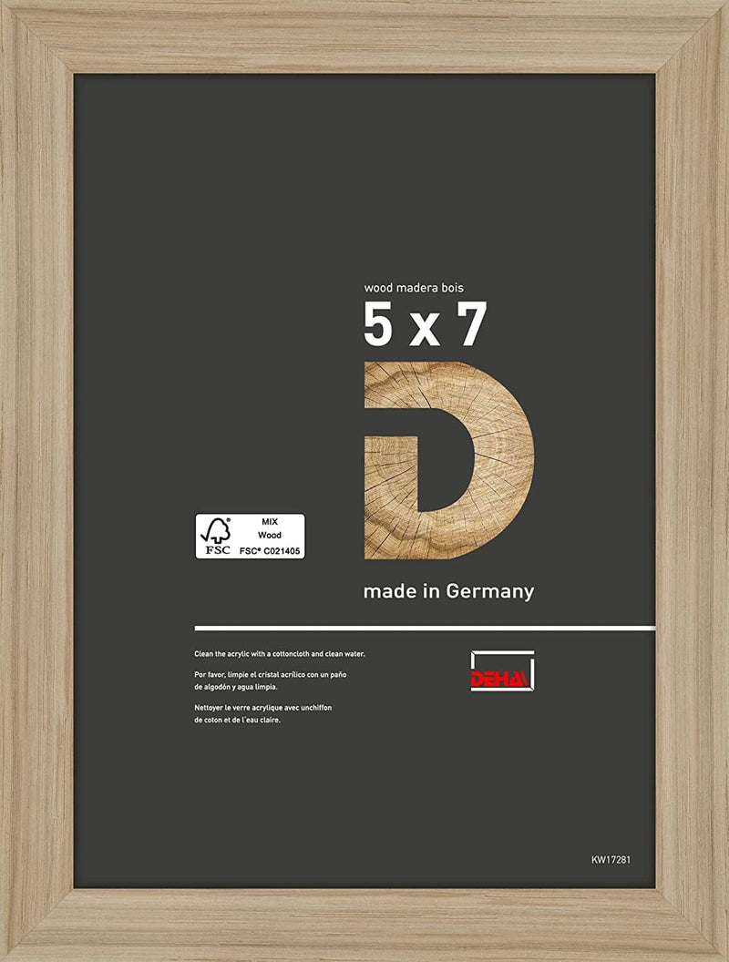 DEHA Design Poster Frame Fontana 16X20 Inch Black | Modern Natural Wooden Frame with Shatter Resistant Glass | Horizontal and Vertical Format for Wall Mount | Photo Picture Art Puzzle Home & Garden > Decor > Picture Frames DEHA Design Oak Natural 5x7 