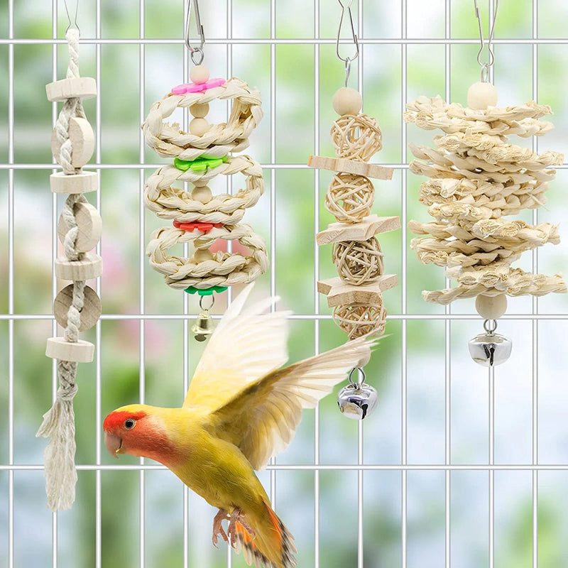 Deloky 7 Packs Bird Parrot Swing Chewing Toys-Hanging Bell Bird Cage Toys Suitable for Small Parakeets, Cockatiels, Conures, Finches,Budgie,Macaws, Parrots, Love Birds Animals & Pet Supplies > Pet Supplies > Bird Supplies > Bird Cages & Stands Deloky   