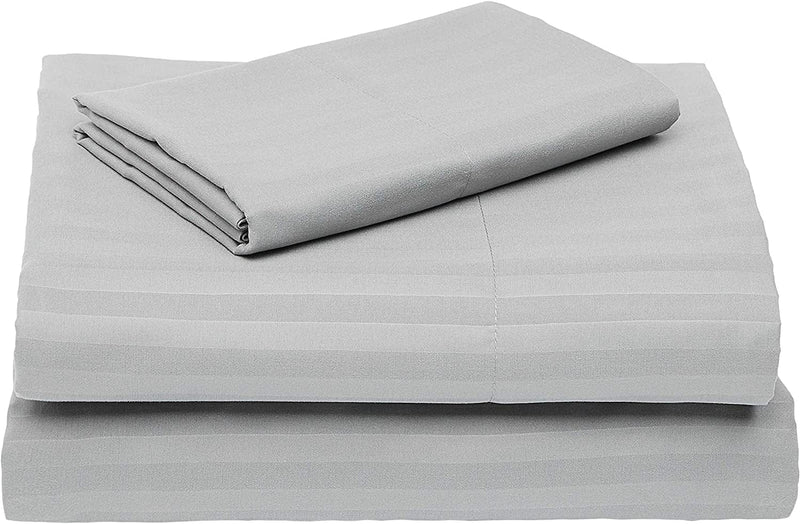 Deluxe Microfiber Striped Sheet Set, Bright White, Twin Home & Garden > Linens & Bedding > Bedding KOL DEALS Dark Grey 1-Pack Twin XL